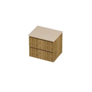 Deck Set Top afdekplaat hardsteen en onderkast symmetrisch gefreesd 600x460x550mm Sand stone/Urban oak