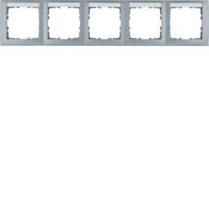 Afdekraam met tekstveld 5-v hor. berker S.1 aluminium mat