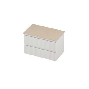 Deck Set Top afdekplaat hardsteen en onderkast symmetrisch gefreesd 800x460x550mm Sand stone/glans wit