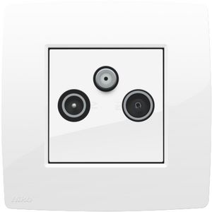 Afwerkingsset 2 enkelvoudige coaxaans. TV/FM/Satt. Bright wh