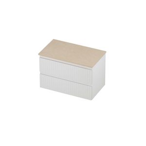 Deck Set Top afdekplaat hardsteen en onderkast symmetrisch gefreesd 800x460x550mm Sand stone/mat wit