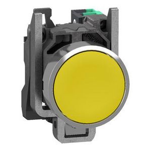 Drukknop Harmony XB4 metaal Vlak geel 22mm veerretour ongema