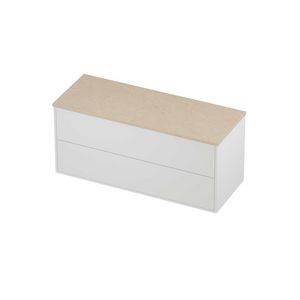 Deck Set Top afdekplaat hardsteen en onderkast tbv grepen 2 laden symmetrisch in kader 1200x460x540mm Sand stone/matt white
