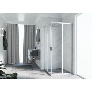Deel hoekinstap (1 van 2 omkeerbaar) LUNES 2.0-A 840-870x1950mm helder glas profielkleur matchroom