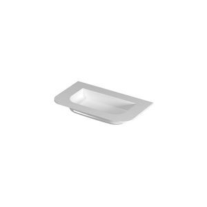 Wastafel polystone afgerond model met enkele wasbak zonder kraangat 80cm glans wit