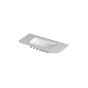 Wastafel polystone afgerond model met enkele wasbak 1 kraangat 100cm glans wit