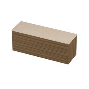 Deck Set Top afdekplaat hardsteen en onderkast tbv grepen 2 laden symmetrisch in kader 1400x460x540mm Sand stone/Caramel walnut