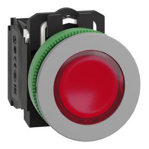 Flush mounted red Flush caps ill. pb w/ LED 120VAC 1NO+1NC