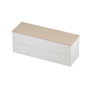 Deck Set Top afdekplaat hardsteen en onderkast tbv grepen 2 laden symmetrisch in kader 1400x460x540mm Sand stone/matt white