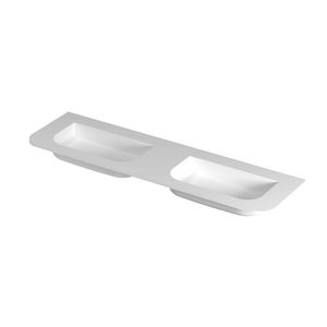Wastafel polystone afgerond model met dubbele wasbak zonder kraangat 160cm mat wit