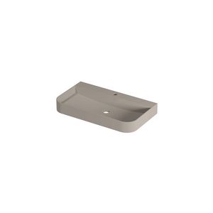 Wastafel polystone afgerond model met enkele wasbak 1 kraangat 80cm mat creme cotton