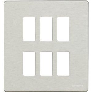 Afdekplaat Magic 2x3 modulen horizontaal Aluminium VVE=10