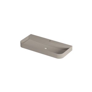 Wastafel polystone afgerond model met enkele wasbak 1 kraangat 100cm mat creme cotton