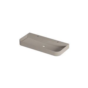 Wastafel polystone afgerond model met enkele wasbak 2 kraangaten 100cm mat creme cotton
