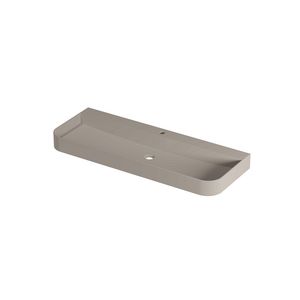 Wastafel polystone afgerond model met enkele wasbak 1 kraangat 120cm mat creme cotton