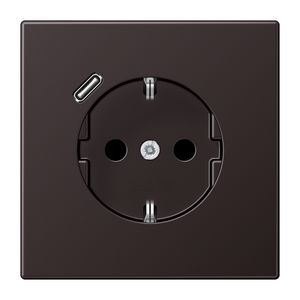 Wandcontactdoos m.lader dark gelakt v.USB type C