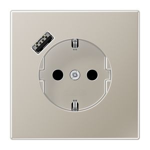 Wandcontactdoos m.lader edel.gelakt v.USB type A