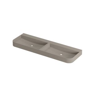 Wastafel polystone afgerond model met dubbele wasbak zonder kraangat 140cm mat creme cotton