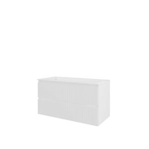 Polystone wastafel zonder kraangat onderkast symmetrisch 1000X460X540 mat wit / glans wit