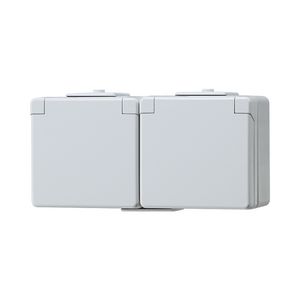 Wandcontactdoos WG600 2-voudig m.R/A m.onderkast hor.