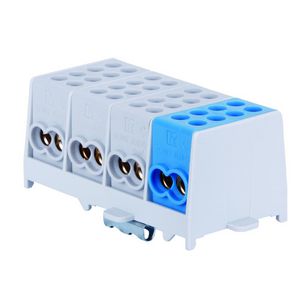 Verbindingsklem 25mm² 4-polig 4x2 in-4x2 uit 3xgrijs 1xblauw