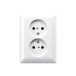 Wandcontactdoos alpine wit 2-voudig kinderbeveil. AS500