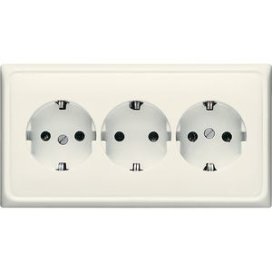 Wandcontactdoos wit 3-voudig voor wandgoot CD500