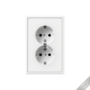 Wandcontactdoos 2-voudige randaarde 16A alu LS range