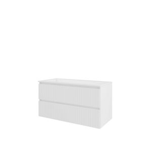 Polystone wastafel 1 kraangat onderkast symmetrisch 1000X460X540 glans wit / glans wit