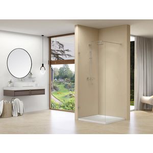 Inloopdouche vaste wand 1080-1080x2000mm 8mm helder glas chroom klemmen stabilisatiestang