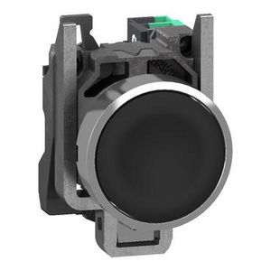 Drukknop Harmony XB4 metaal Vlak zwart 22mm veerretour ongem