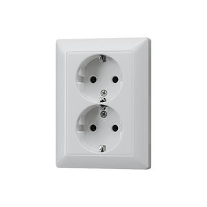 Wandcontactdoos alu. 2-voudig m.R/A en ki.beveil. LS