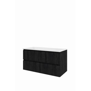 Polystone wastafel 2 kraangaten onderkast 1000X460X540 charcoal oak / glans wit