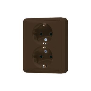Wandcontactdoos bruin 2-voudig m.R/A&ki.beveil. CD500