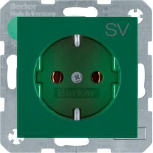 Wandcontactdoos opdruk SCHUKO groen glans S.1/B.3/B.7 glas