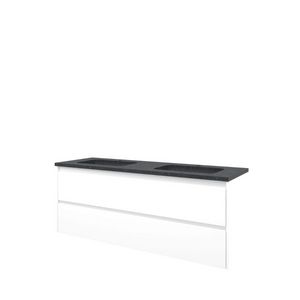 Set Proline hardsteen Elegant dubb. wastafel met 2 kraangaten onderkast symmetrisch mat wit 140x46cm