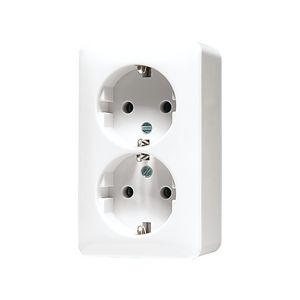 Wandcontactdoos alpin wit 2-voudig met R/A AP600