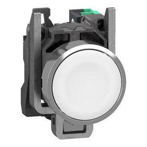 Drukknop Harmony XB4 metaal Vlak wit 22mm veerretour ongemar
