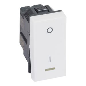 Schakelaar 2-polig + led rood 20AX 250V 1 module wit Arteor