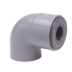 PVC HQ bochtstuk 88° 75x32mm grijs mof/spie