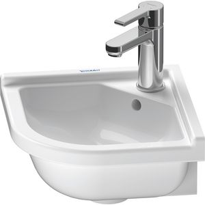 STARCK 3 #075244 hoekfontein 430mm wit met kraangat met overloop