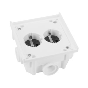 Toestelcontactdoos geaard vlak afsl. 2-voudig inbouw wit