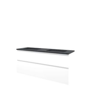 Set Proline hardsteen Elegant dubb. wastafel zonder kraangat onderkast asymmetrisch mat wit 140x46cm