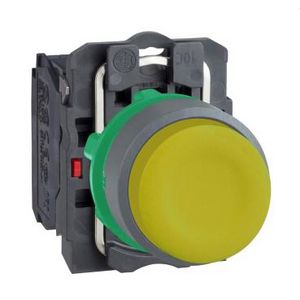 yellow projecting pushbutton clear boot 1NO screw clamp