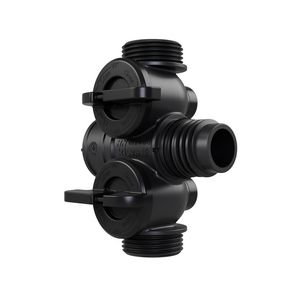 Kunststof leidingverdeler PRO-FLOW koppelbaar 1x PO euroconus - draaiknoppen zwart