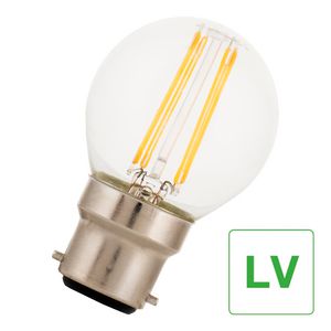 LED-lamp G45 FIL B22d 12V-24V AC/DC 4W 35W 400lm 827 helder