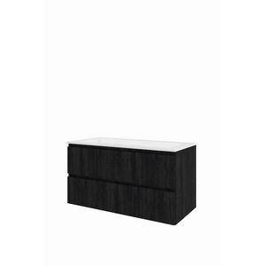 Polystone wastafel 1 kraangat onderkast symmetrisch 1000X460X540 charcoal oak / mat wit
