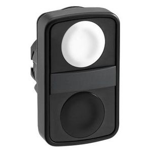 Dubbele kop drukknop Verzonken 22mm Wit/zwart Harmony XB5
