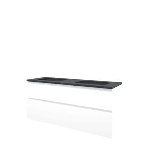 Set Proline hardsteen Elegant dubb. wastafel met 2 kraangaten onderkast asymmetrisch mat wit 140x46cm