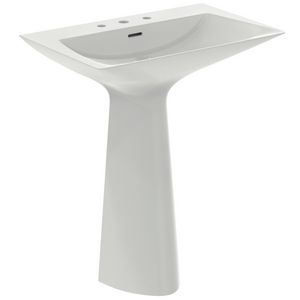 TIPO-Z Zuilwastafel 3 kr.gaten overl. uit 1 stuk Silk White
